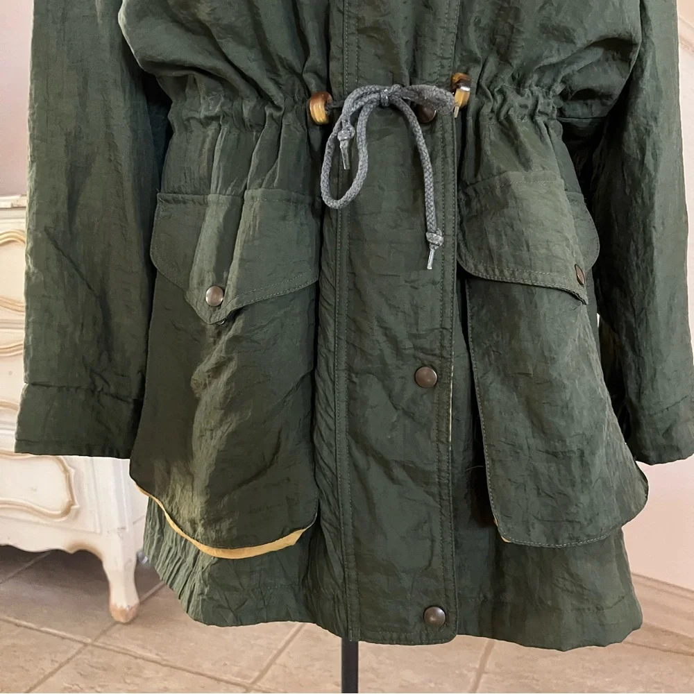 Eddie Bauer Utility Jacket Women's M Olive Green Hoodie WeatherEdge Coat Vintage